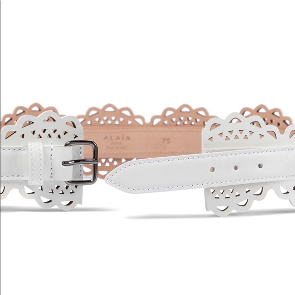 Alaia white leather belt laser cut lace thick belt - Picture 2 of 6